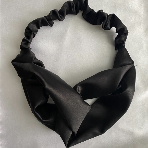 Sky black silk Elastic headband, 100% pure mulberry silk - Picture 2 of 3